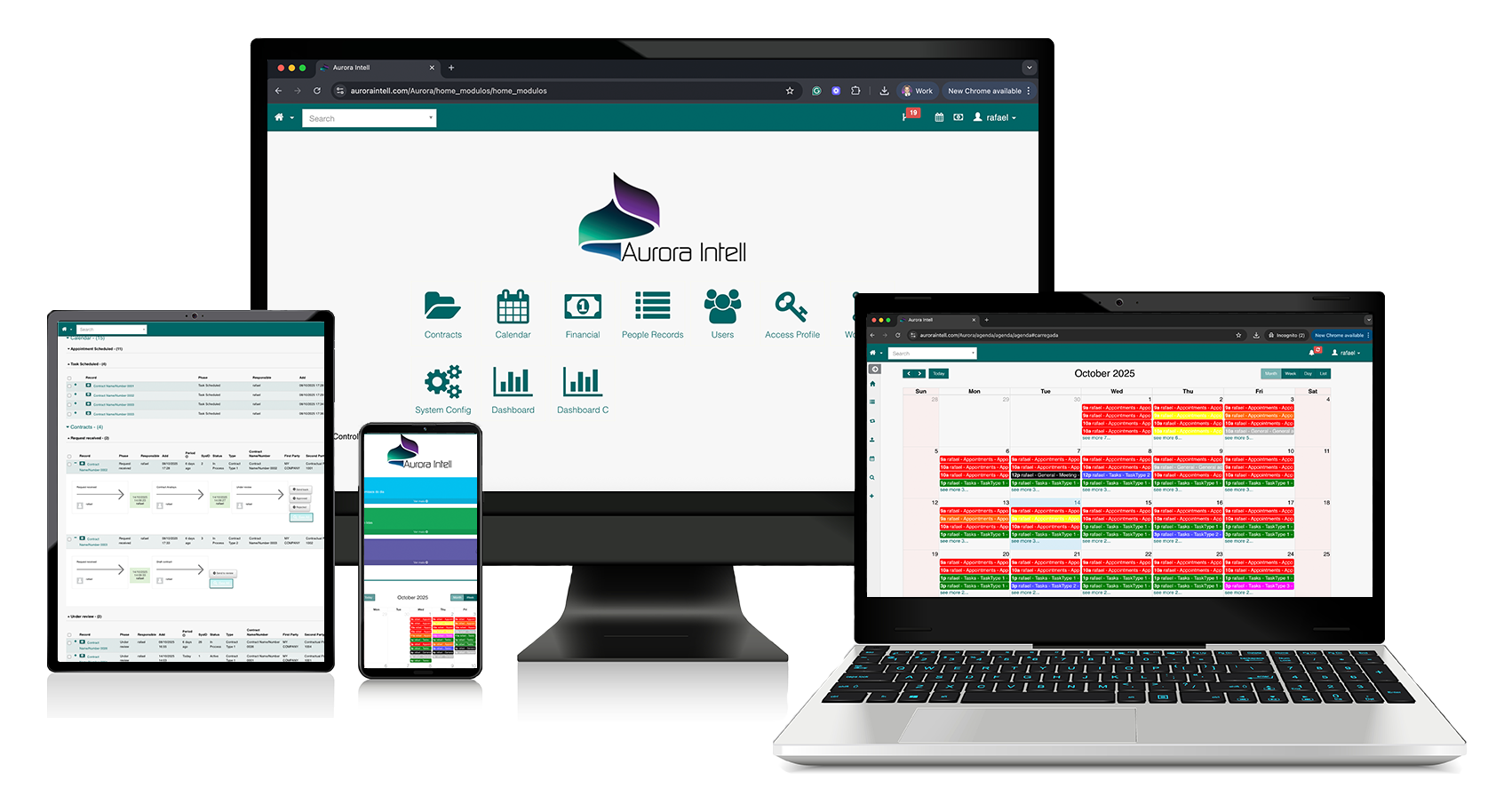 Contract management dashboard showing document organization and workflow automation